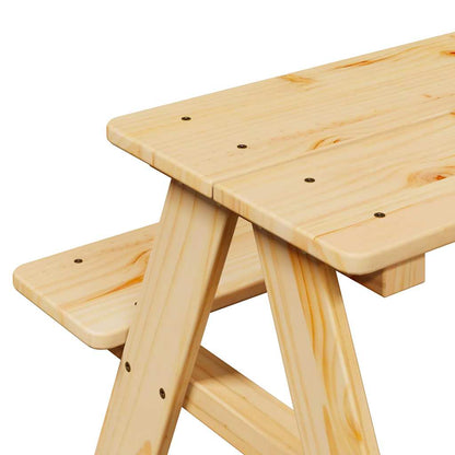 Children's Table with Benches IRUN 90x79.5x50 cm Solid Wood