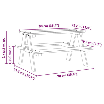 Children's Table with Benches IRUN White 90x79.5x50cm Solid Wood