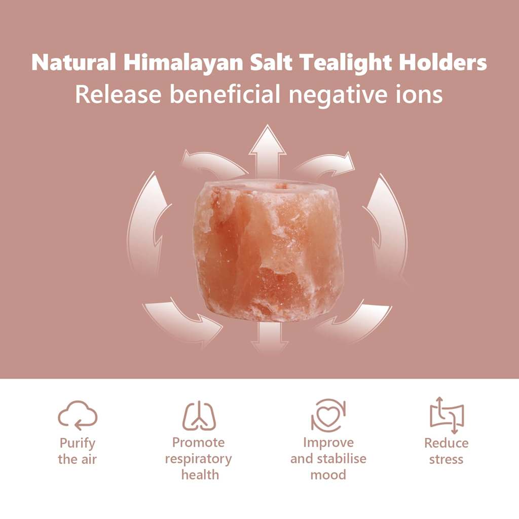 Salt Stone Tealight Holders Pink Rock Salt