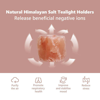 Salt Stone Tealight Holders Pink Rock Salt