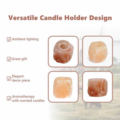 Salt Stone Tealight Holders Pink Rock Salt