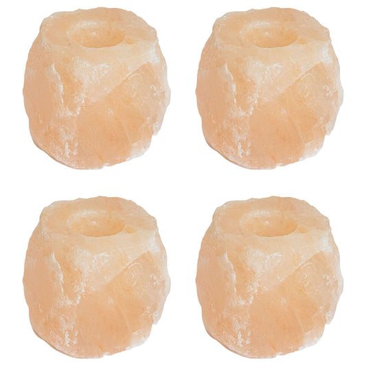 Salt Stone Tealight Holders 4 pcs Pink Rock Salt