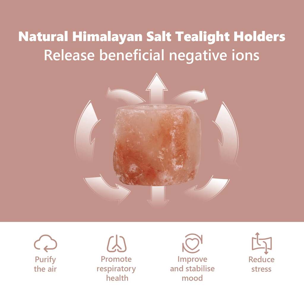 Salt Stone Tealight Holders Pink Rock Salt