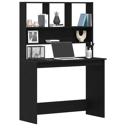 Desk with Shelves Black Oak 102x45x148 cm Engineered Wood