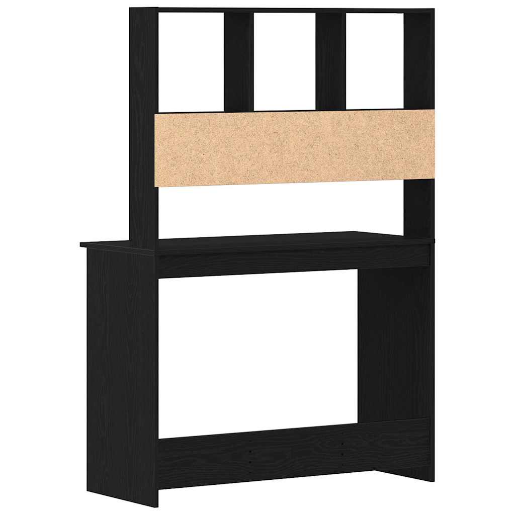 Desk with Shelves Black Oak 102x45x148 cm Engineered Wood