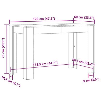 Dining Table Black Oak 120x60x76 cm Engineered Wood