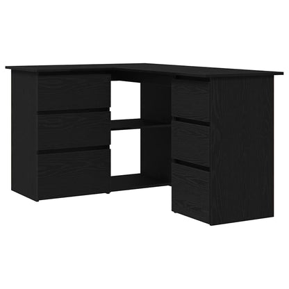 Desk with Drawer Black Oak 145 x 100 x 76 cm Engineered Wood