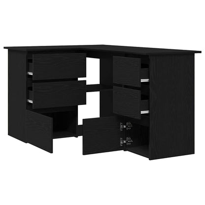 Desk with Drawer Black Oak 145 x 100 x 76 cm Engineered Wood