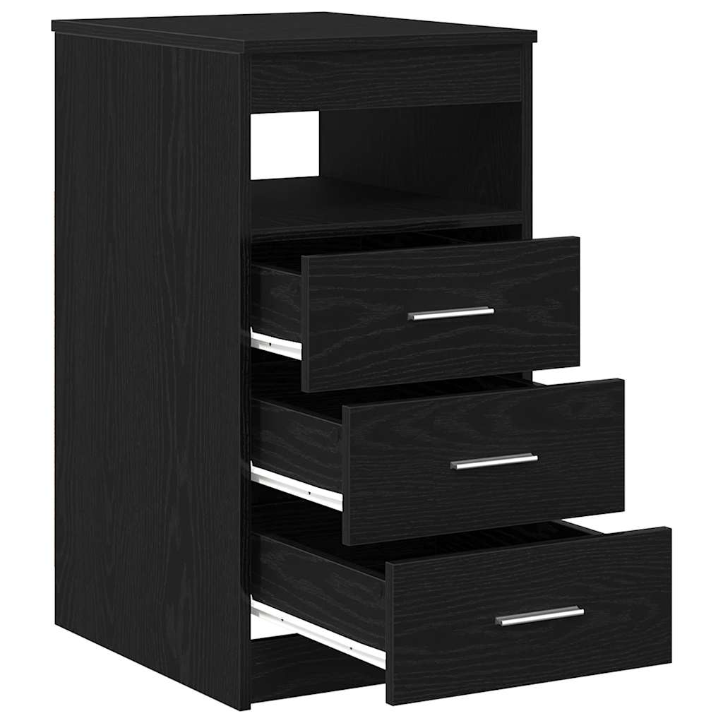Drawer Cabinet Black Oak 40x50x76 cm Engineered Wood