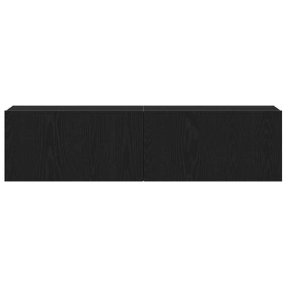 TV Cabinet Black Oak 120x30x30.5 cm Engineered Wood