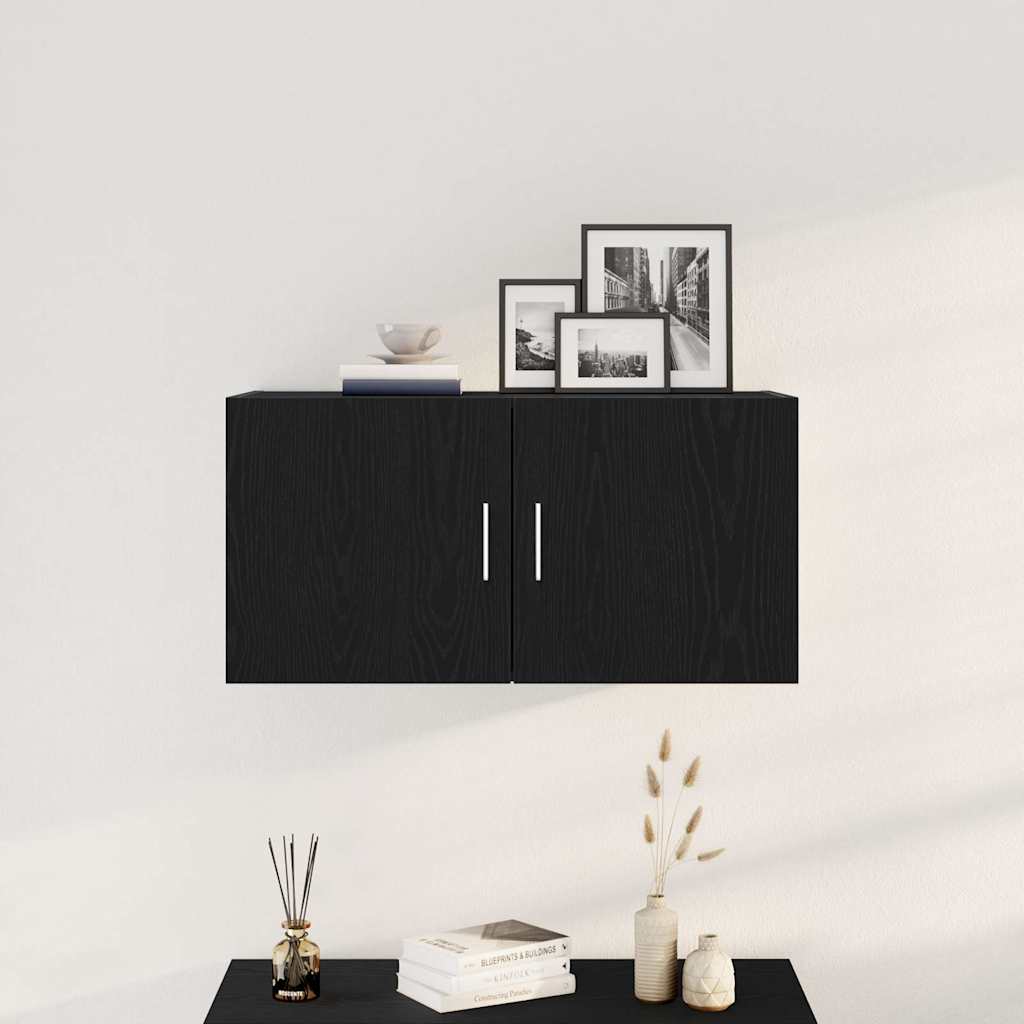 Wall Cabinet Black Oak 80x39x40 cm Engineered Wood