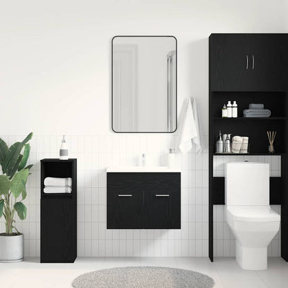 Bathroom Sink Cabinet Black Oak 60x38.5x46 cm Engineered Wood