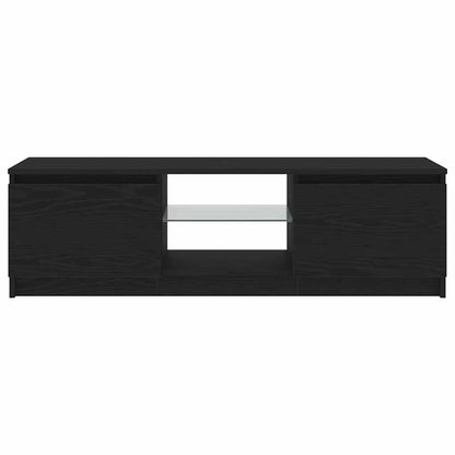 TV Cabinet with LED Lights Black Oak 120x30x36 cm Engineered Wood