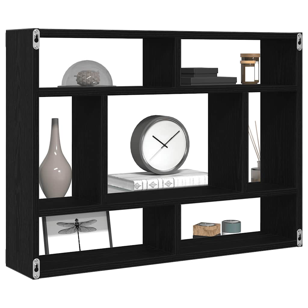 Wall Shelf Black Oak 75x16x55 cm Engineered Wood