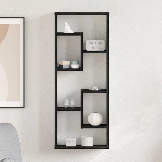 Wall Shelf Black Oak 36x16x90 cm Engineered Wood