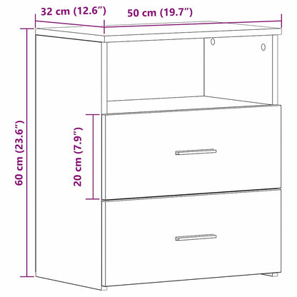 Nightstand with Drawer Black Oak 50 x 32 x 60cm Engineered Wood