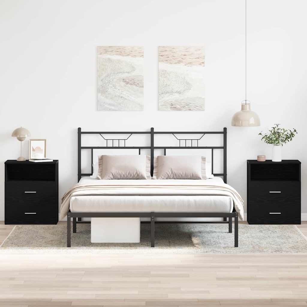 Nightstand 2 pcs Black Oak 50 x 32 x 60cm Engineered Wood