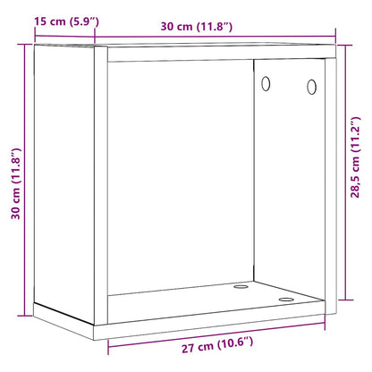 Wall Cube Shelves 2 pcs Black Oak 30x15x30 cm Engineered Wood