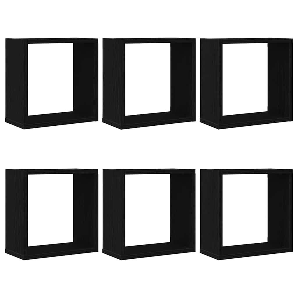 Wall Cube Shelves 6 pcs Black Oak 30x15x30 cm Engineered Wood