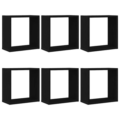 Wall Cube Shelves 6 pcs Black Oak 30x15x30 cm Engineered Wood