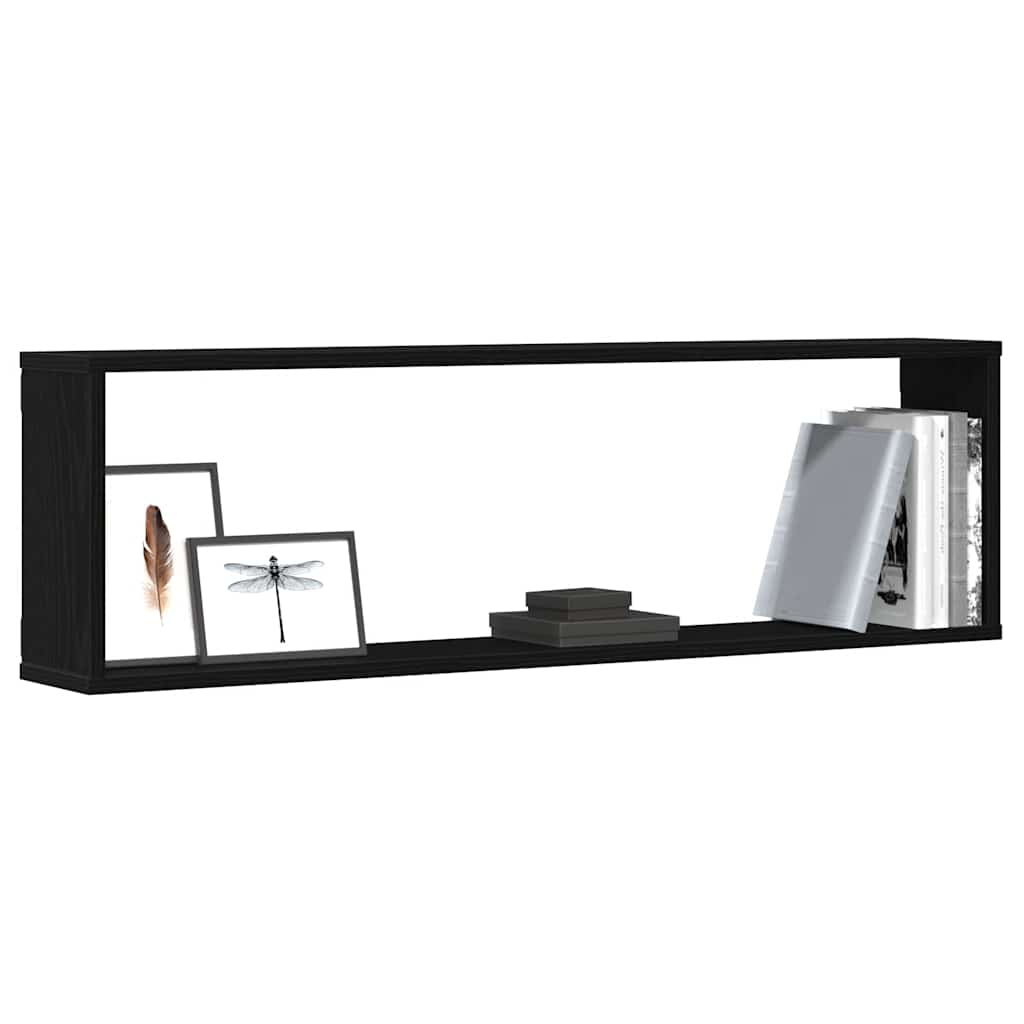 Wall Cube Shelves 2 pcs Black Oak 100x15x30 cm Engineered Wood