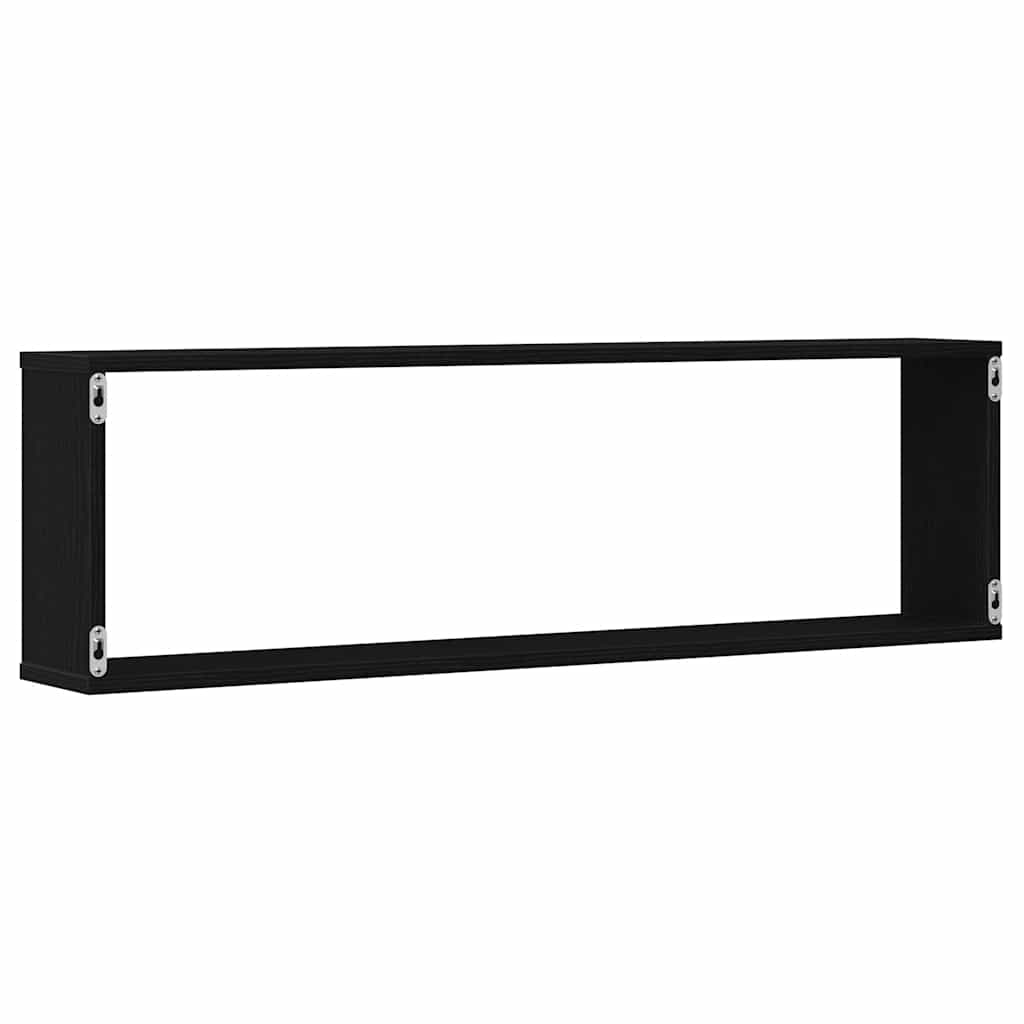 Wall Cube Shelves 2 pcs Black Oak 100x15x30 cm Engineered Wood