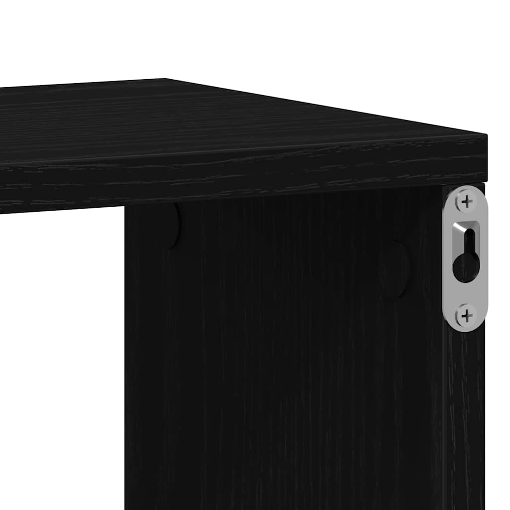 Wall Cube Shelves 2 pcs Black Oak 100x15x30 cm Engineered Wood
