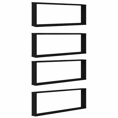 Wall Cube Shelves 4 pcs Black Oak 100x15x30 cm Engineered Wood