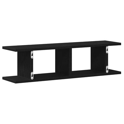 Wall Shelves 2 pcs Black Oak 75x18x20 cm Engineered Wood