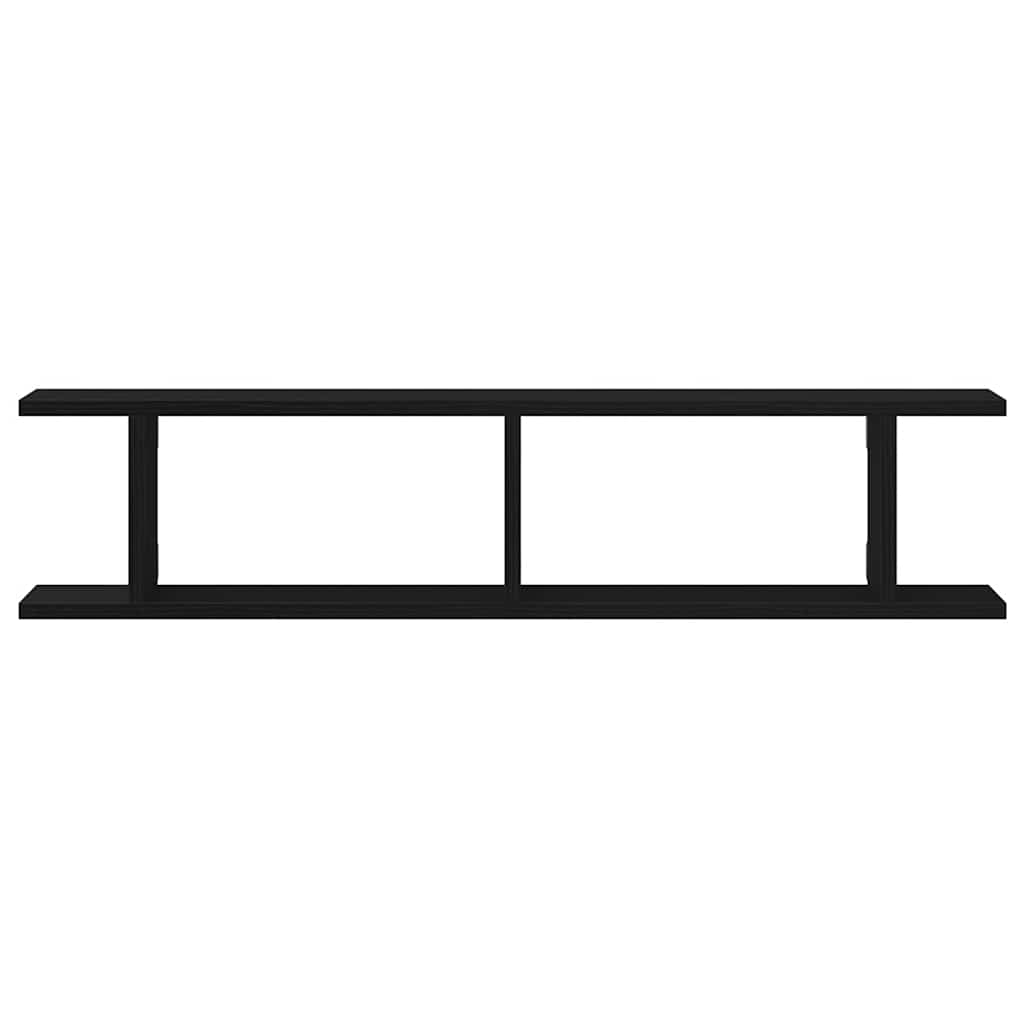 Wall Shelves 2 pcs Black Oak 90x18x20 cm Engineered Wood