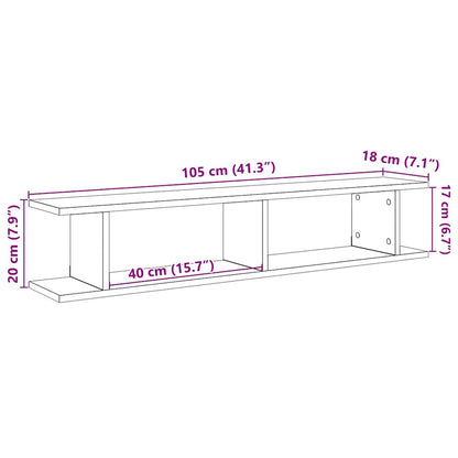 Wall Shelves 2 pcs Black Oak 105x18x20 cm Engineered Wood