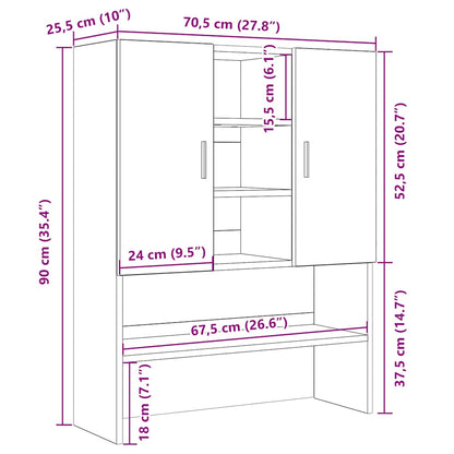 Washing Machine Cabinet Black Oak 70.5x25.5x90 cm