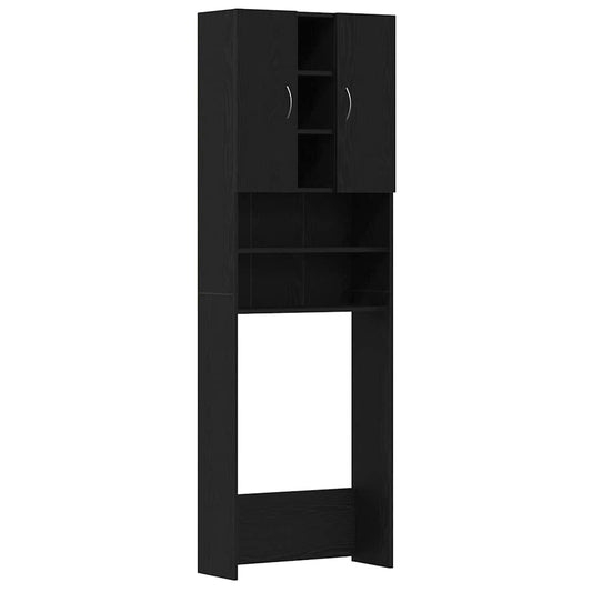 Washing Machine Cabinet Black Oak 64x25.5x190 cm