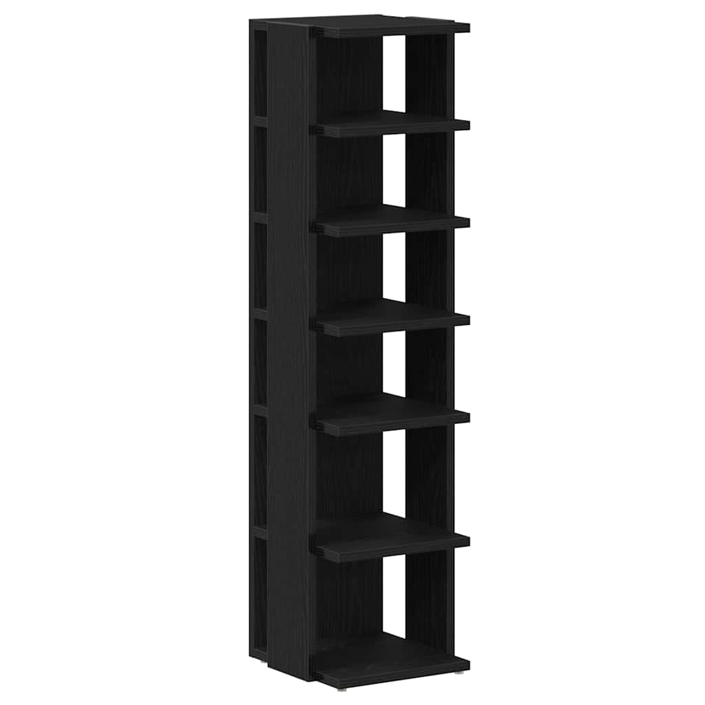 Shoe Cabinet Black Oak 25x27x102 cm Engineered Wood