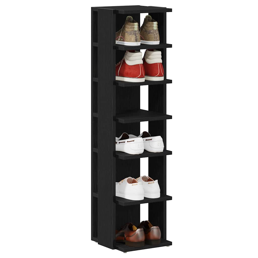 Shoe Cabinet Black Oak 25x27x102 cm Engineered Wood