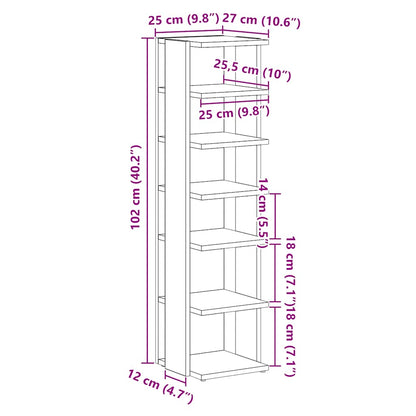Shoe Cabinet Black Oak 25x27x102 cm Engineered Wood