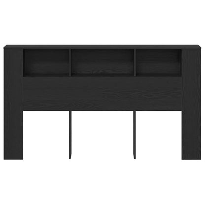 Headboard Cabinet with Shelf Black Oak 180 x 18.5 x 102.5 cm