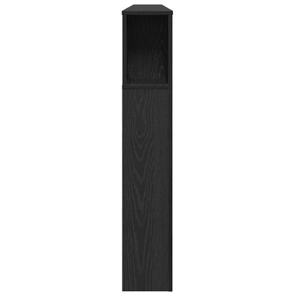 Headboard Cabinet with Shelf Black Oak 180 x 18.5 x 102.5 cm