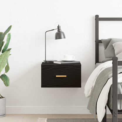 Wall-mounted Bedside Cabinet Black Oak 35 x 35 x 20 cm