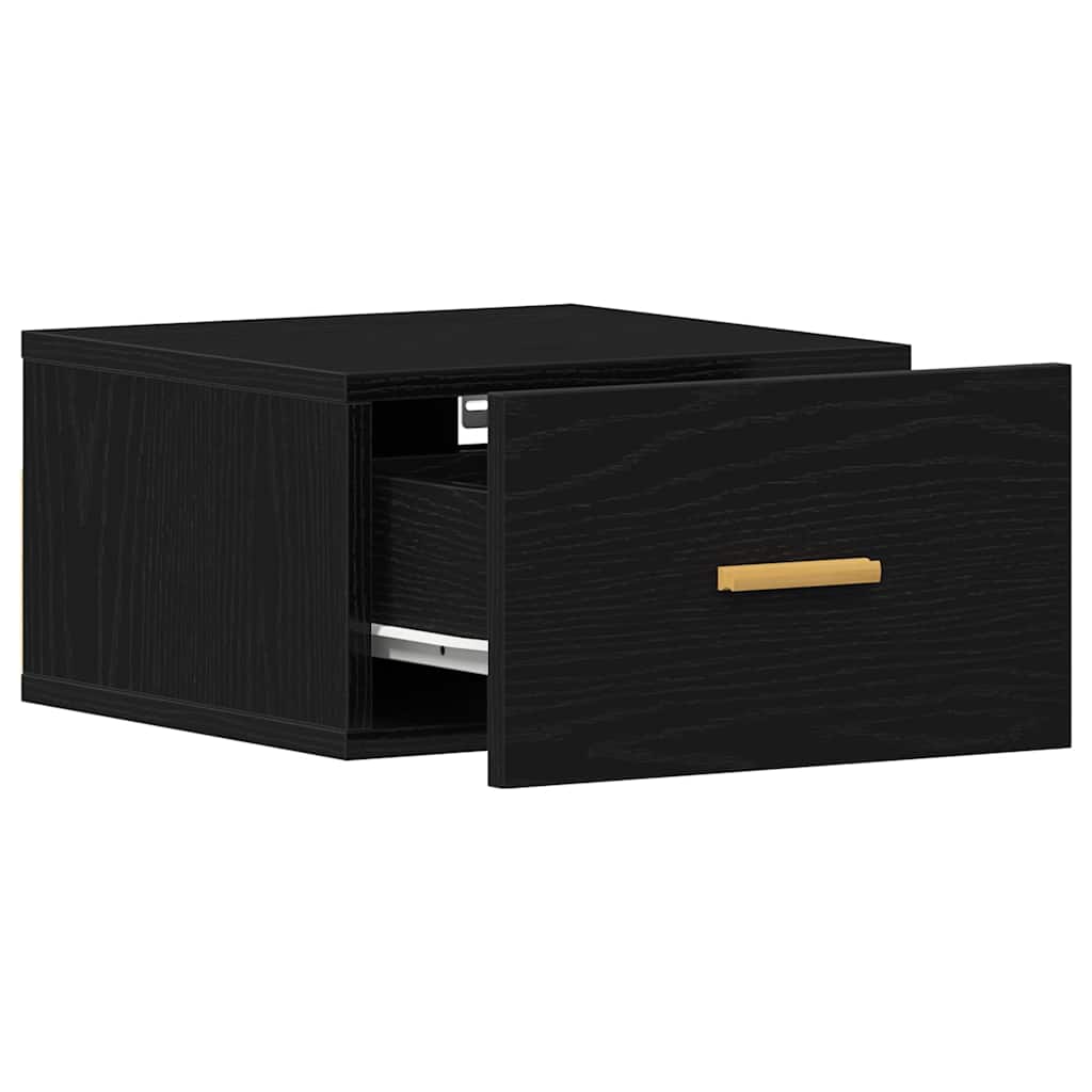 Wall-mounted Bedside Cabinet Black Oak 35 x 35 x 20 cm