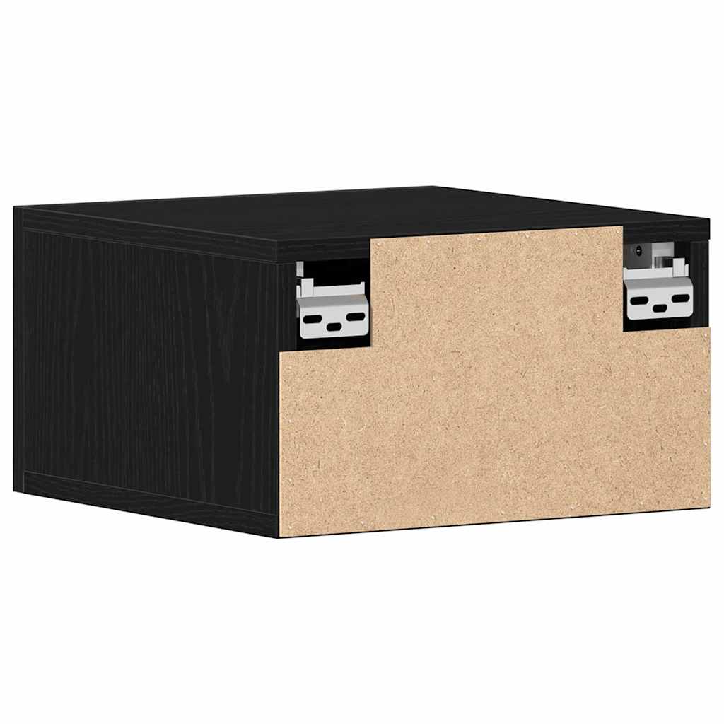 Wall-mounted Bedside Cabinet Black Oak 35 x 35 x 20 cm