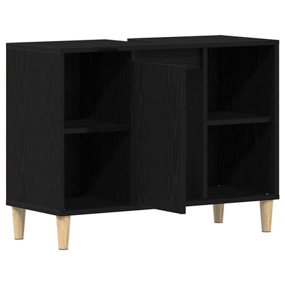 Sink Cabinet Black Oak 80x33x60 cm Engineered Wood
