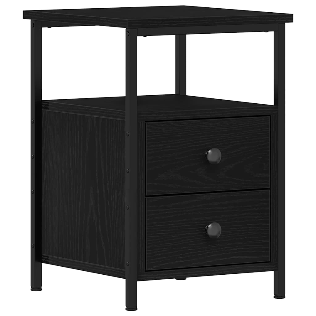 Bedside Cabinet Black Oak 34x35.5x50 cm Engineered Wood