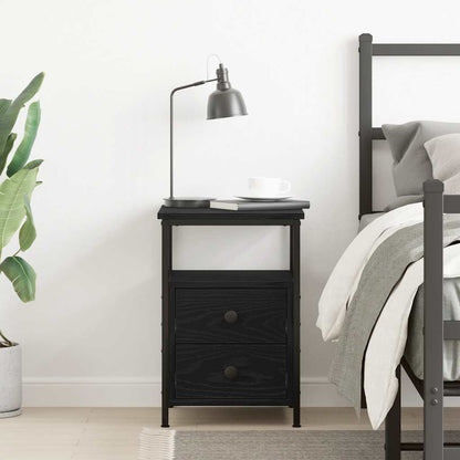 Bedside Cabinet Black Oak 34x35.5x50 cm Engineered Wood