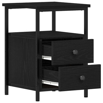 Bedside Cabinet Black Oak 34x35.5x50 cm Engineered Wood