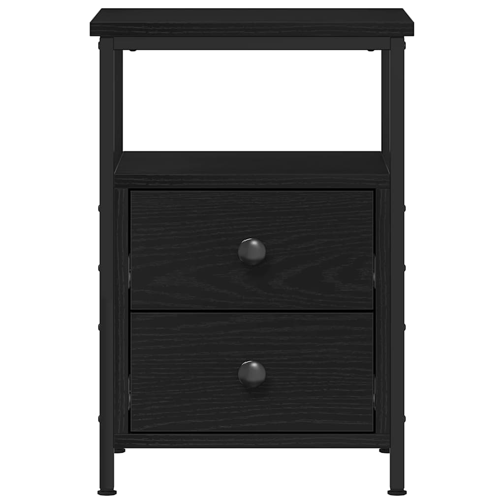 Bedside Cabinet Black Oak 34x35.5x50 cm Engineered Wood