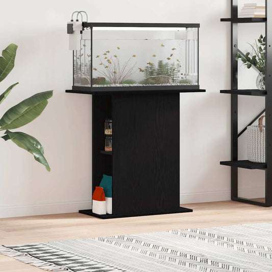 Aquarium Stand Black Oak 75x36x72,5 cm Engineered Wood