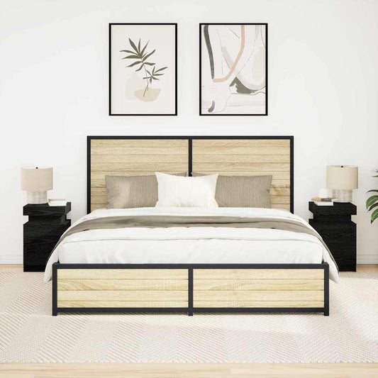 Bedside Cabinet 2 pcs Black Oak 35 x 39 x 55 cm Engineered wood