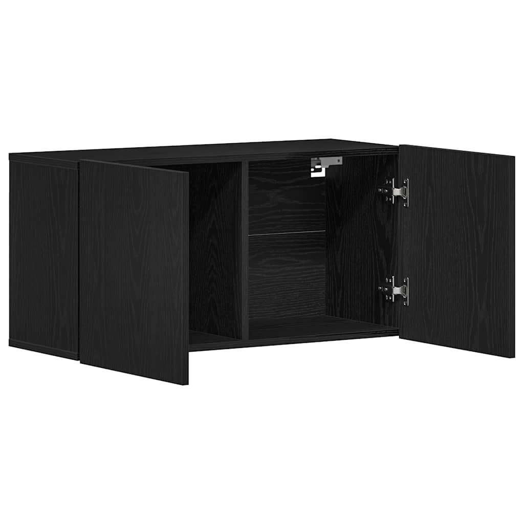 TV Cabinet Black Oak 80x30x41 cm Engineered Wood
