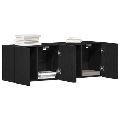 TV Cabinets 2 pcs Black Oak 160x30x41 cm Engineered Wood